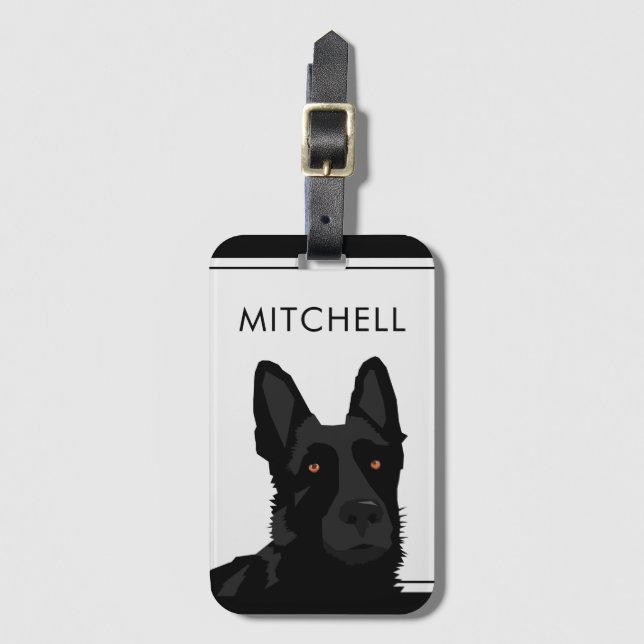 Hund Trainer Black German Shepherd Luggage Tag Bagagebricka (Framsida vertikal)