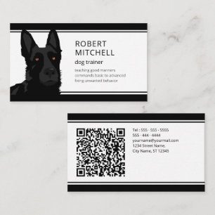 Hund Trainer Black German Shepherd QR Code Visitkort