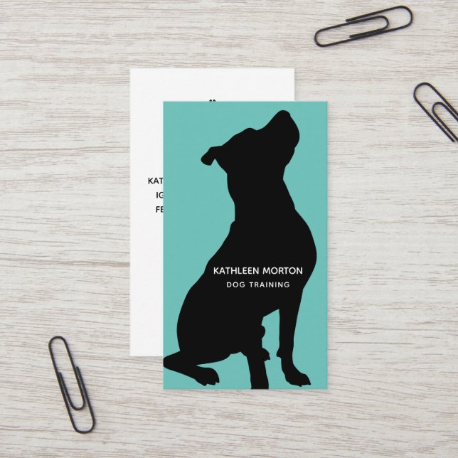 Hund Trainer Black Silhouette Visitkort (Fram/Back In Situ)