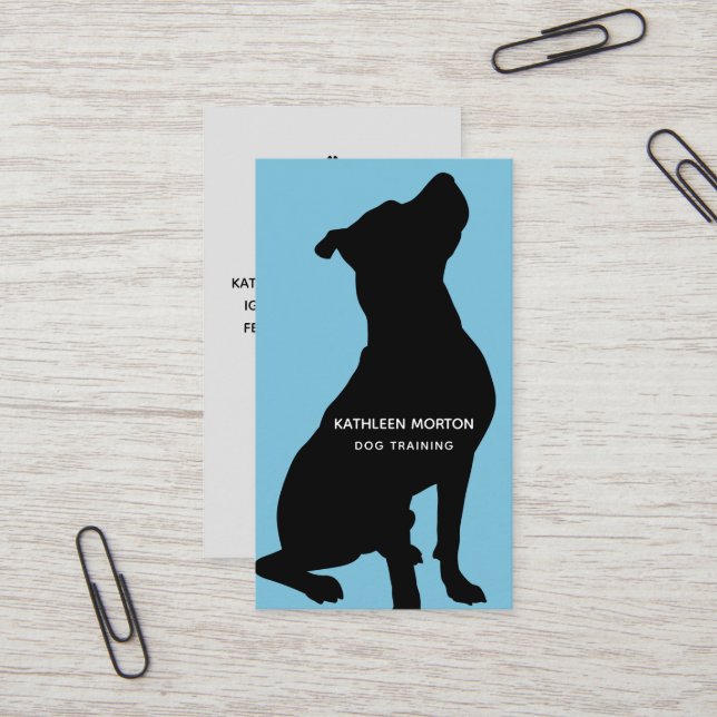Hund Trainer Black Silhouette Visitkort (Fram/Back In Situ)