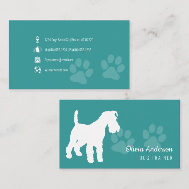 Hund Trainer | Hund Training School Aqua Visitkort (Fram/baksida)
