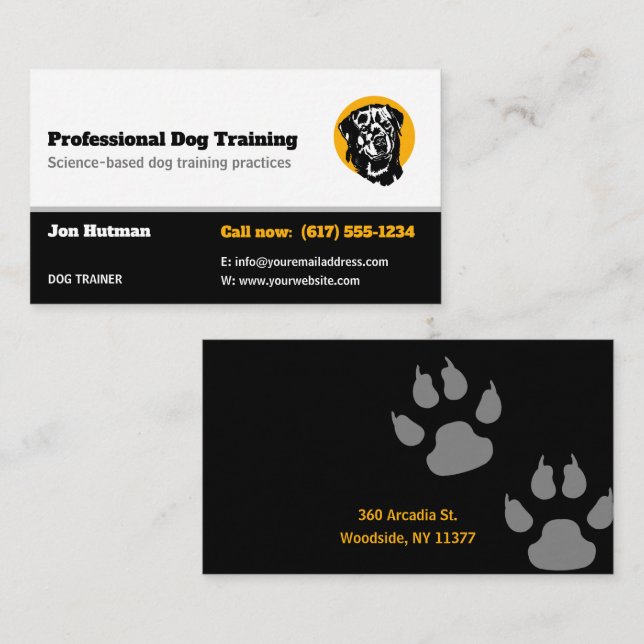 Hund Trainer | Hund Utbildningsskola Visitkort (Fram/baksida)