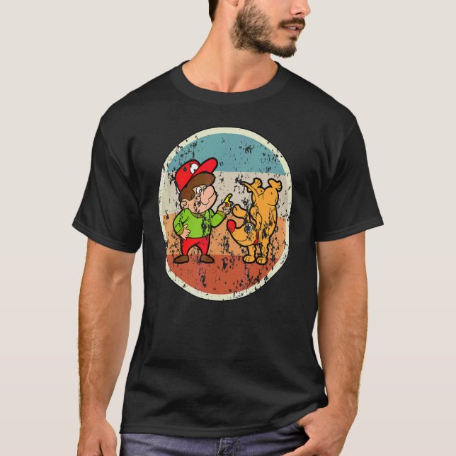 Hund Trainer Vintage Retro T Shirt (Framsida)