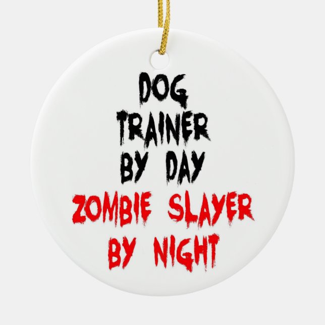 Hund Trainer Zombie Sayer Julgransprydnad Keramik (Framsidan)