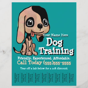 Hund Träning.marionett.Marknadsföringsflyg Reklamblad