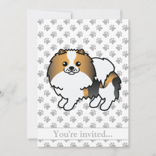 Hund Trefärgad Pomeranian Söt Hund Födelsedagsfest Inbjudningar