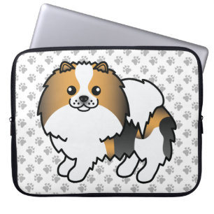 Hund Trefärgad Pomeranian Söt Tecknad Hund & Tassا Laptop Fodral