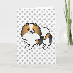 Hund Trefärgad Pomeranian Söt Tecknad Hund & Tassa Kort