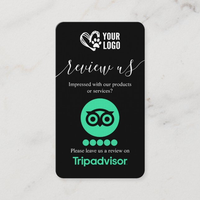 Hund - trippningAdvisor-granskningsbegäran QR-kod Visitkort (Framsida)