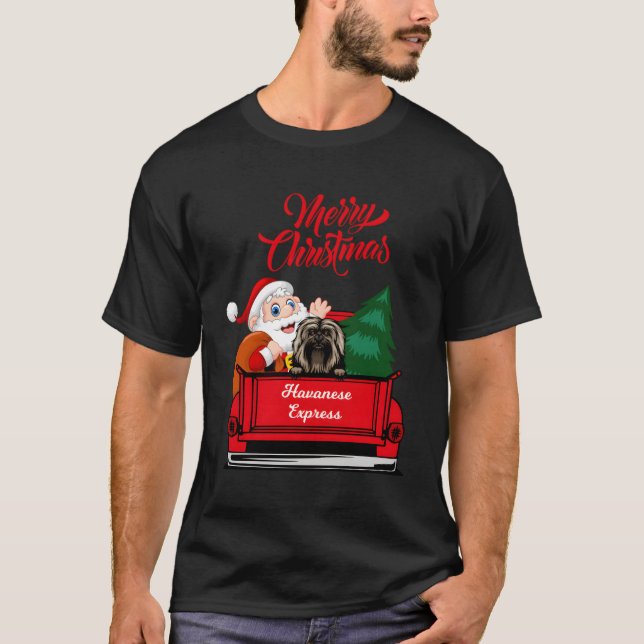 Hund tröja med Jultomten på röd Pickup (Framsida)