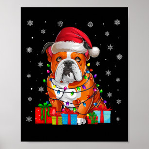 Hund Ugly Julafton Ljus Santa Hat American Bulldog Poster