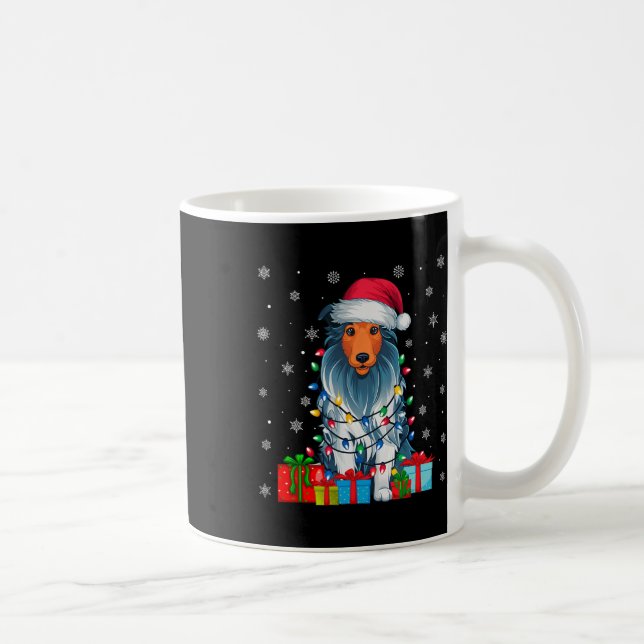 Hund Ugly Julafton Ljus Santa Hat Bearded Collie H Kaffemugg (Höger)