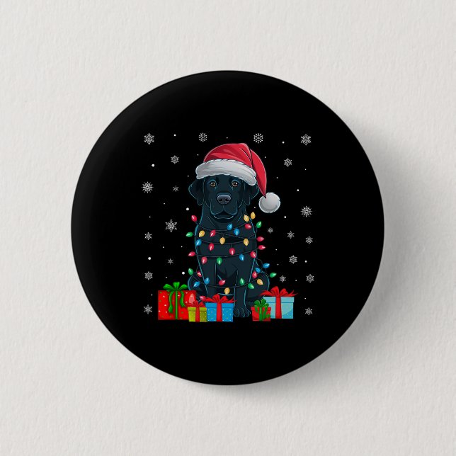 Hund Ugly Julafton Ljus Santa Hat Black Labrador H Knapp (Framsida)