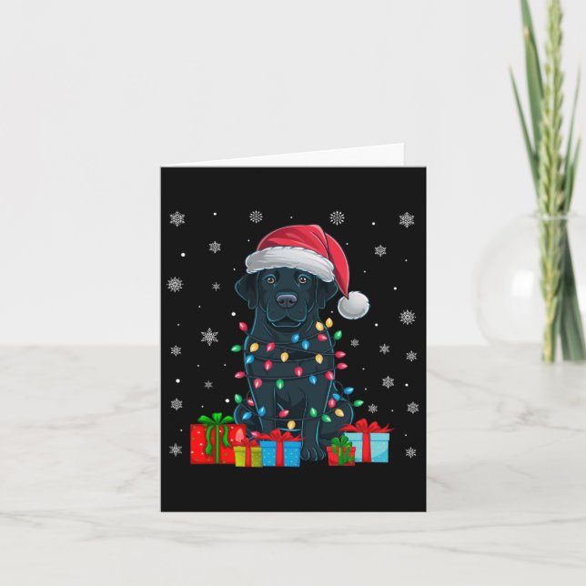 Hund Ugly Julafton Ljus Santa Hat Black Labrador H Kort (Framsida)
