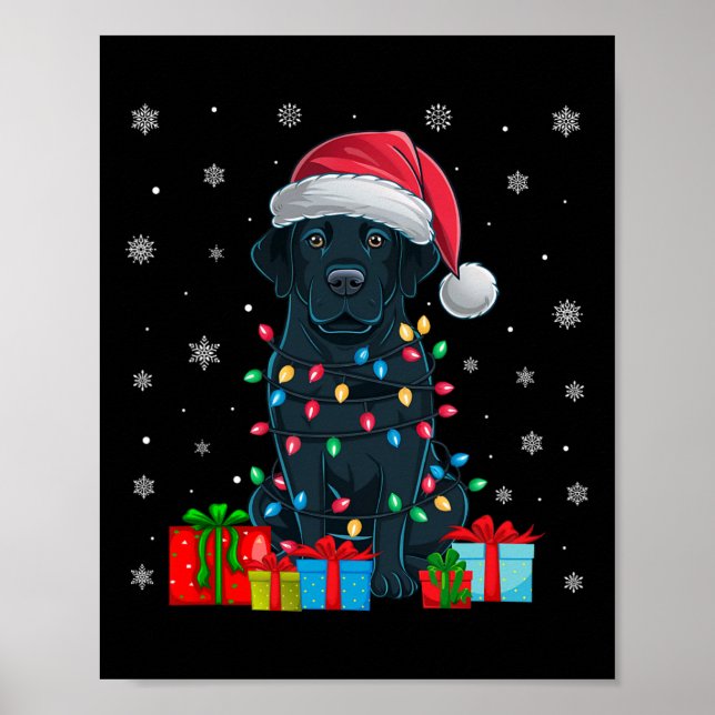 Hund Ugly Julafton Ljus Santa Hat Black Labrador H Poster (Framsidan)