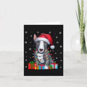 Hund Ugly Julafton Ljus Santa Hat Bull Terrier Hun Kort