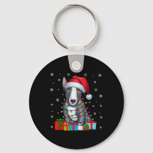 Hund Ugly Julafton Ljus Santa Hat Bull Terrier Hun Nyckelring