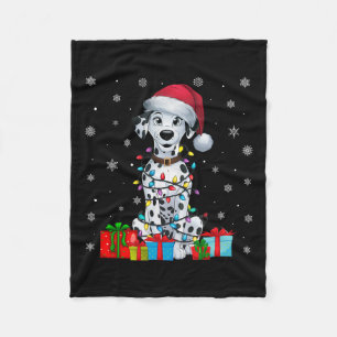Hund Ugly Julafton Ljus Santa Hat Dalmatian Hund C Fleecefilt