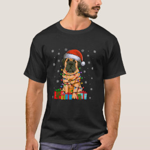 Hund Ugly Julafton Ljus Santa Hat English Mastiff T Shirt
