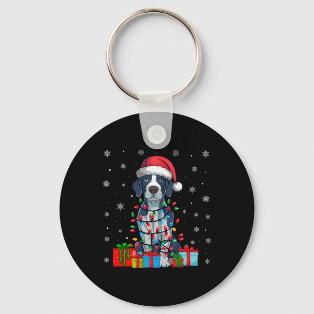 Hund Ugly Julafton Ljus Santa Hat English Pekinter Nyckelring (Framsida)