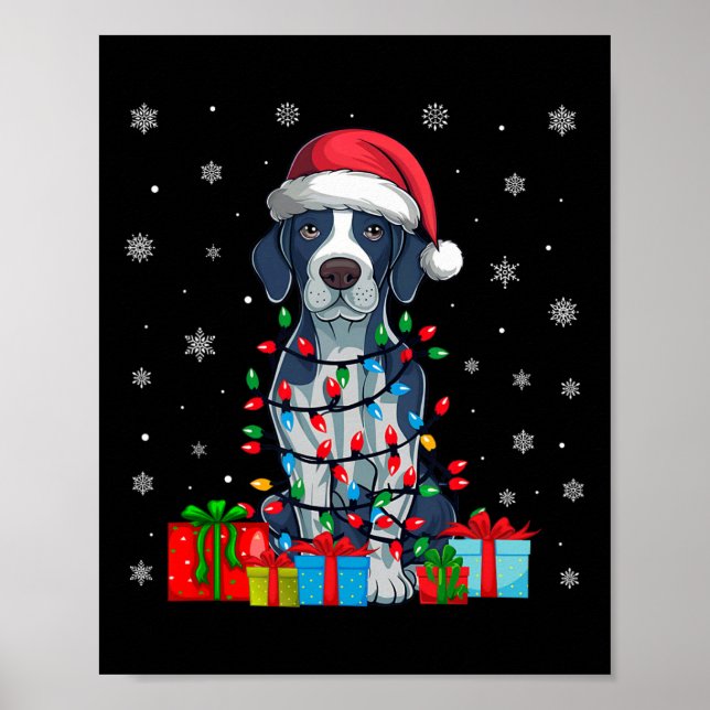 Hund Ugly Julafton Ljus Santa Hat English Pekinter Poster (Framsidan)