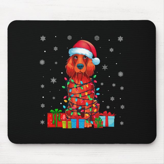 Hund Ugly Julafton Ljus Santa Hat Irish Setter Hun Musmatta (Framsidan)