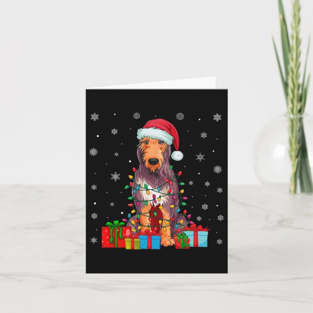 Hund Ugly Julafton Ljus Santa Hat Irish Wolfhound  Kort (Framsida)