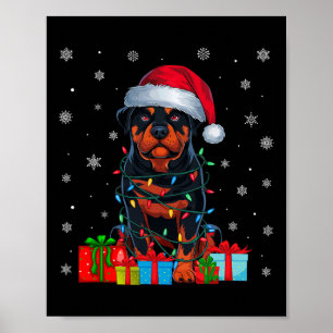Hund Ugly Julafton Ljus Santa Hat Rottweiler Hund  Poster