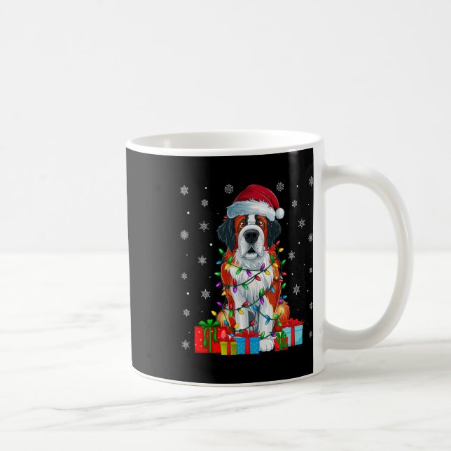 Hund Ugly Julafton Ljus Santa Hat Saint Bernard Hu Kaffemugg (Höger)