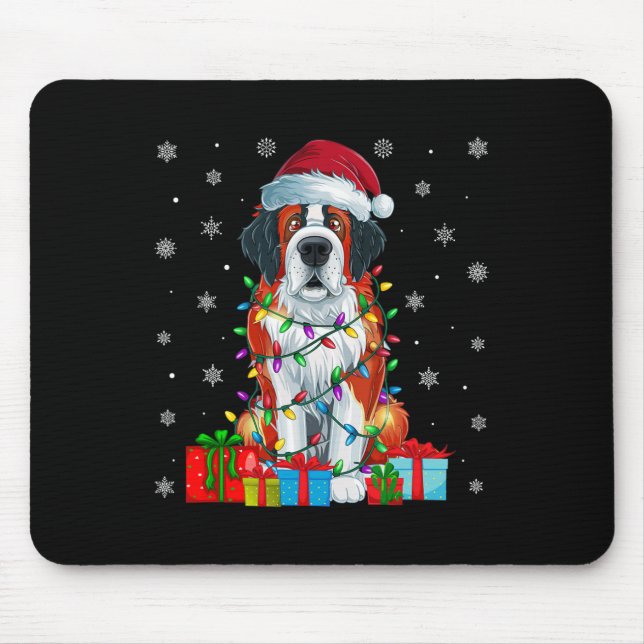 Hund Ugly Julafton Ljus Santa Hat Saint Bernard Hu Musmatta (Framsidan)