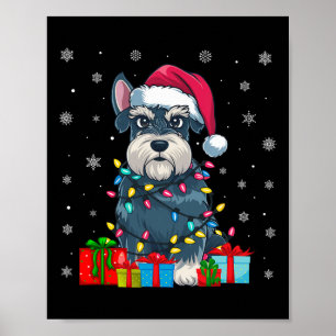 Hund Ugly Julafton Ljus Santa Hat Schnauzer Hund C Poster