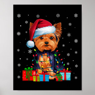 Hund Ugly Julafton Ljus Santa Hat Yorkshire Terrie Poster