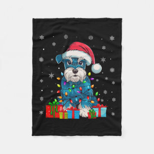 Hund Ugly Julafton Ljus Santa Miniature Schnauzer Fleecefilt