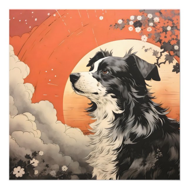 Hund Ukiyo-e Fototryck (Framsidan)