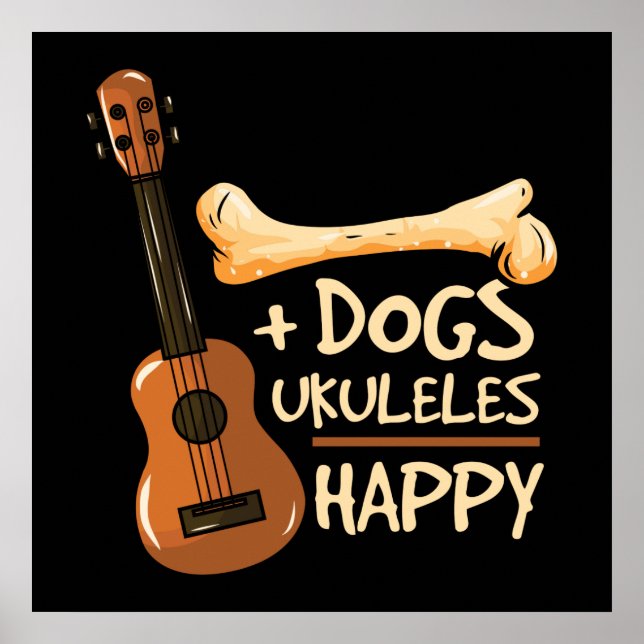 Hund Ukuleles Lycklig Poster (Framsidan)