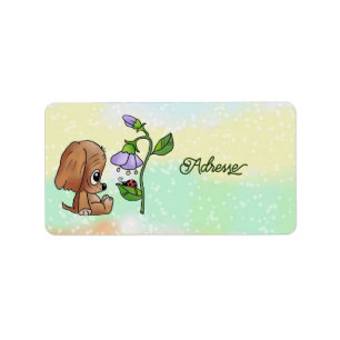 Hund und Blume Adressetikett