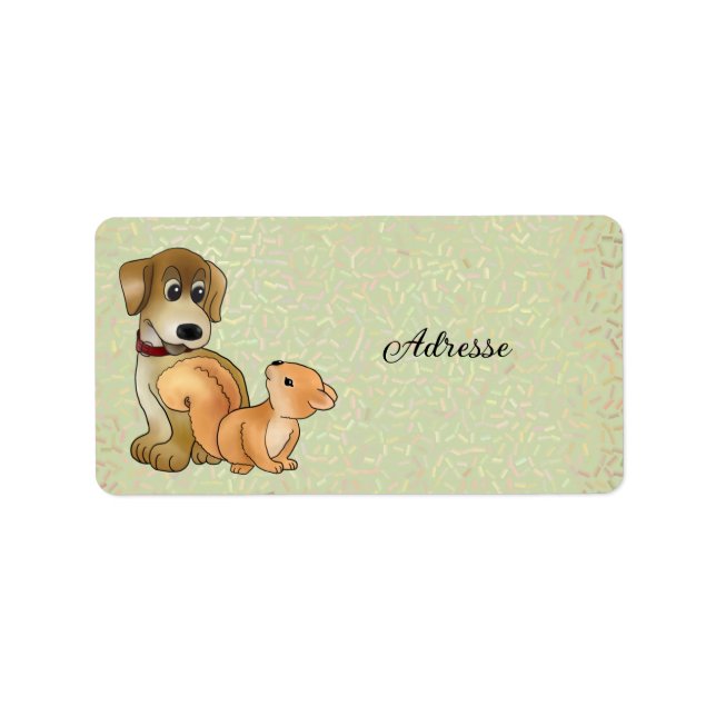 Hund und Eichhörnchen Adressetikett (Framsidan)