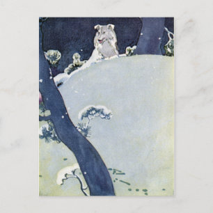 Hund under Snowy Gräs Vykort