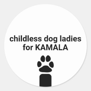Hund utan barn för Kamala roligt hund tass vit Runt Klistermärke