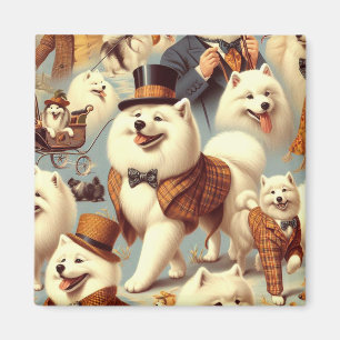 Hund utan sömlös målning med vintage Samoyed Magnet