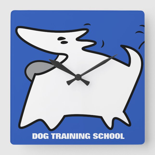Hund utbildningsskola fyrkantig klocka (Framsida)