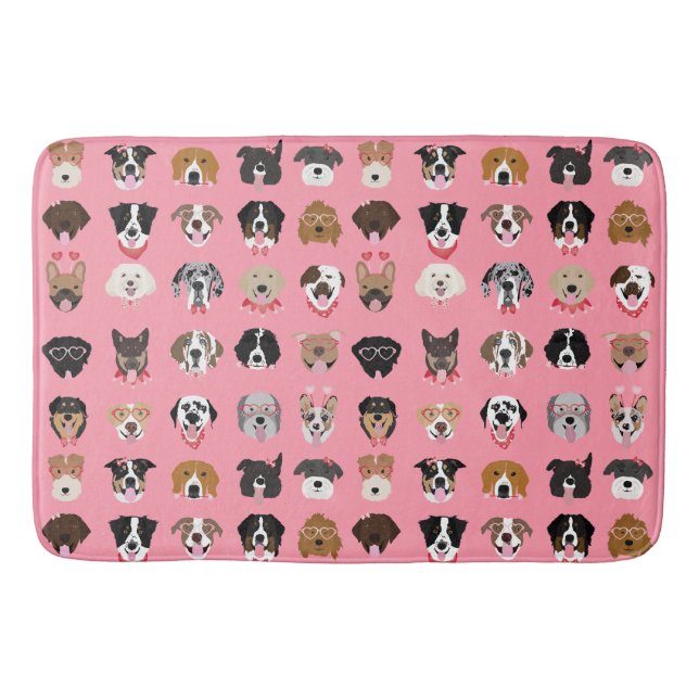 Hund Valentine Ansikte Mönster Badrumsmatta (Framsidan)
