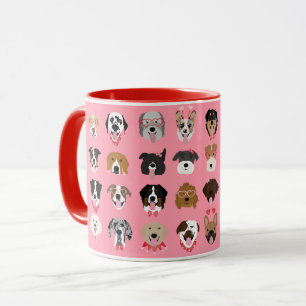 Hund Valentine Ansikte Mönster Mugg