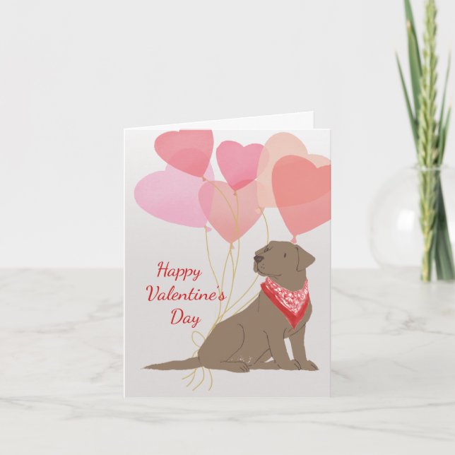 Hund Valentine Card Chocolate Labrador Retriever Helgkort (Framsida)