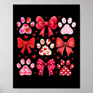 Hund Valentine Coquette Hund Paw Print Heart Rosa Poster