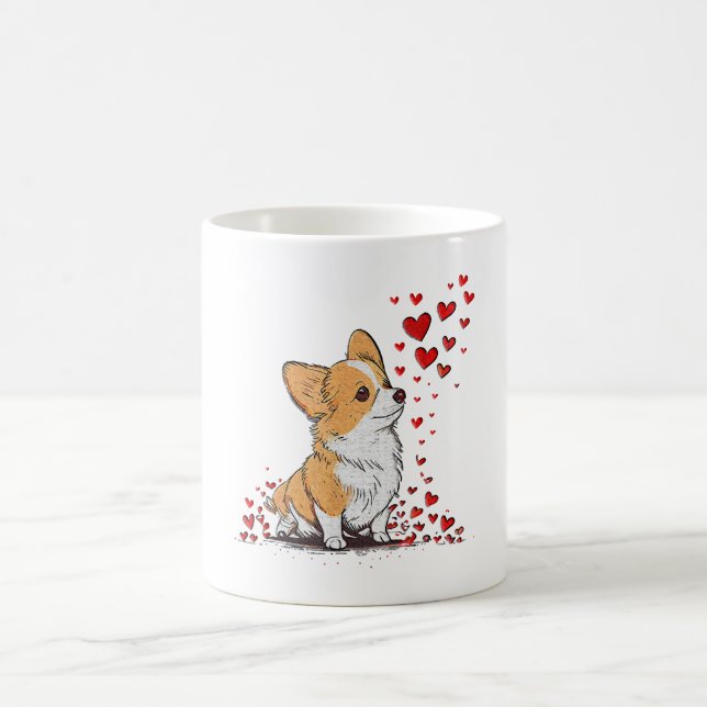 Hund Valentine Cute Corgi Valentine Day Kaffemugg (Center)