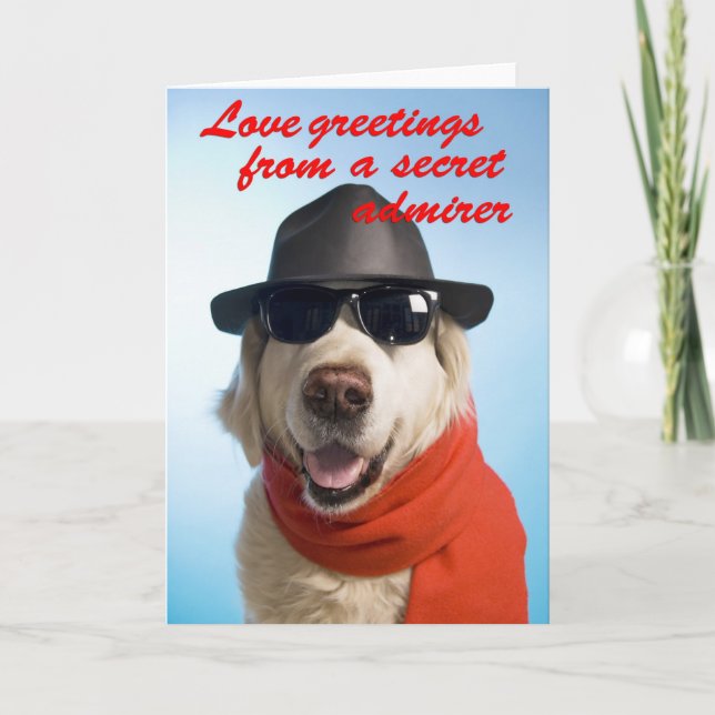 Hund Valentine Secret Admirer Greeting Card Jitka Helgkort (Framsida)