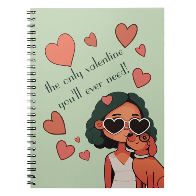 Hund Valentine Tote Bag Anteckningsbok (Framsidan)