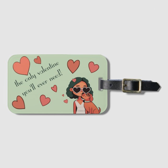 Hund Valentine Tote Bag Bagagebricka (Framsida horisontal)