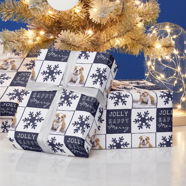 Hund Valp Husdjur Foto Snöflinga Jul Presentpapper (Helgdagar)